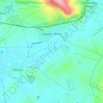 Újezd u Brna topographic map, elevation, terrain