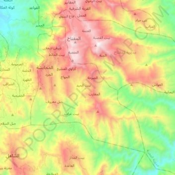 Al Mahabishah District topographic map, elevation, terrain