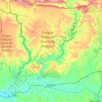 Andújar topographic map, elevation, terrain