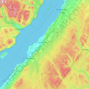 Kamouraska (MRC) topographic map, elevation, terrain