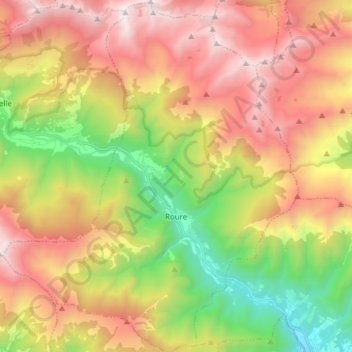 Roure topographic map, elevation, terrain