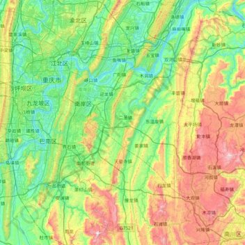 Banan District topographic map, elevation, terrain