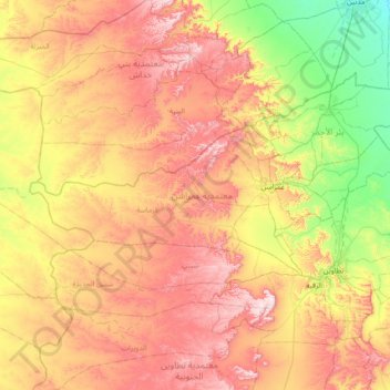 Ghomrassen topographic map, elevation, terrain