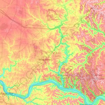 Adams County topographic map, elevation, terrain