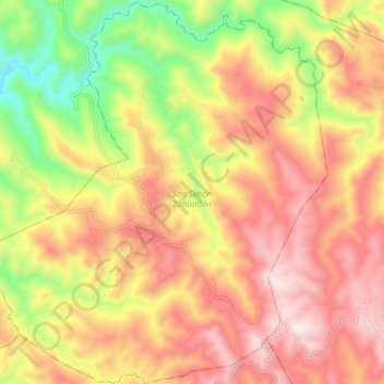 San Simón Zahuatlán topographic map, elevation, terrain