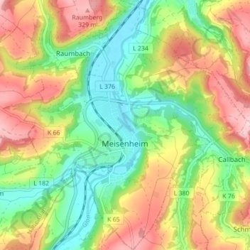 Meisenheim topographic map, elevation, terrain