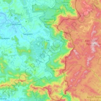 Sanguem topographic map, elevation, terrain