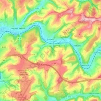 Contwig topographic map, elevation, terrain