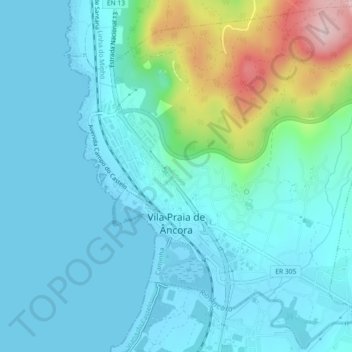 Vila Praia de Âncora topographic map, elevation, terrain