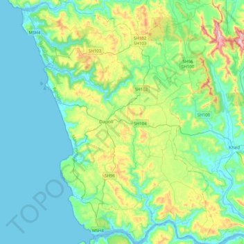 Dapoli topographic map, elevation, terrain