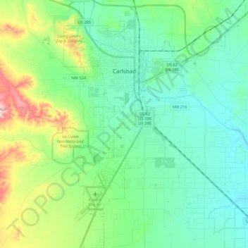 Carlsbad topographic map, elevation, terrain