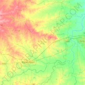 Rajnandgaon Tahsil topographic map, elevation, terrain