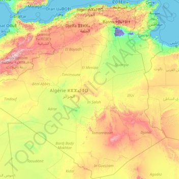 Algeria topographic map, elevation, terrain