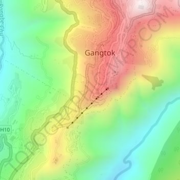 Lower M G Marg topographic map, elevation, terrain