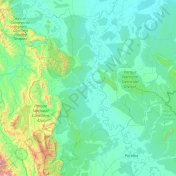Provincia de Ucayali topographic map, elevation, terrain