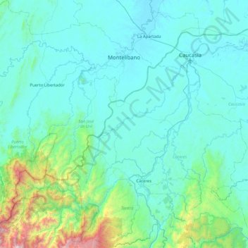 Montelíbano topographic map, elevation, terrain