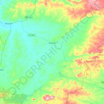 Mauriti topographic map, elevation, terrain
