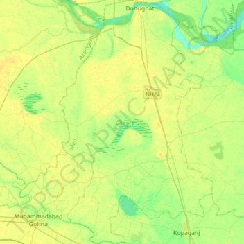 Ghosi topographic map, elevation, terrain