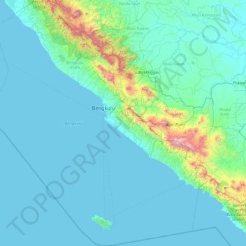 Bengkulu topographic map, elevation, terrain