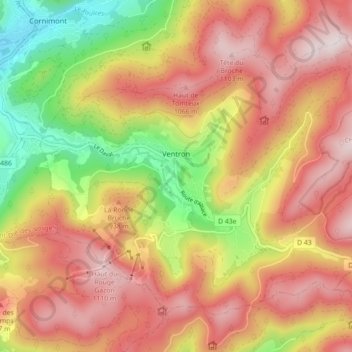 Ventron topographic map, elevation, terrain