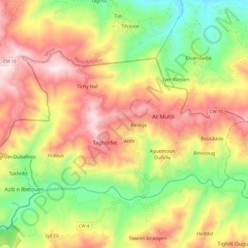 Beni Mouhli topographic map, elevation, terrain