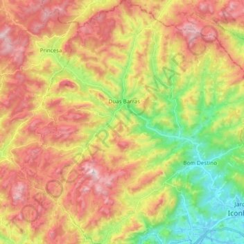 Duas Barras topographic map, elevation, terrain