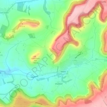 Uley topographic map, elevation, terrain