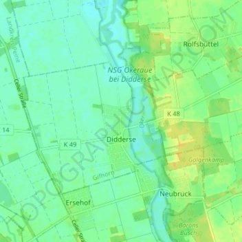 Didderse topographic map, elevation, terrain