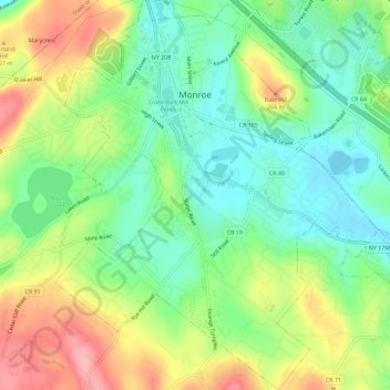 Village of Monroe topographic map, elevation, terrain