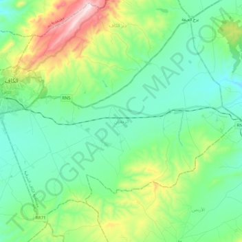 Zaafrane topographic map, elevation, terrain