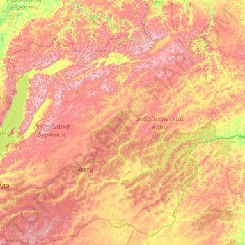 Region Transbaikalien topographic map, elevation, terrain