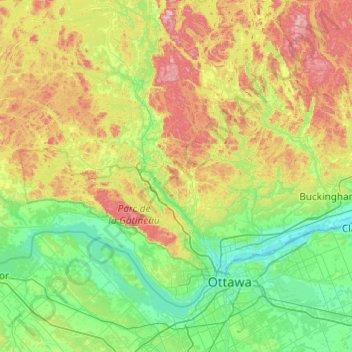 Les Collines-de-l'Outaouais topographic map, elevation, terrain