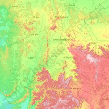 Kanker topographic map, elevation, terrain