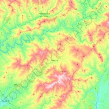 Oleiros topographic map, elevation, terrain