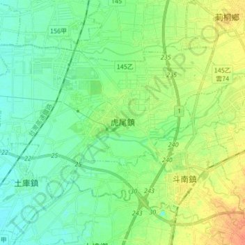 Huwei Township topographic map, elevation, terrain