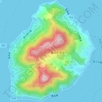 豊島 topographic map, elevation, terrain