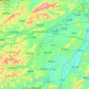 Zhijiang Dong Autonomous County topographic map, elevation, terrain