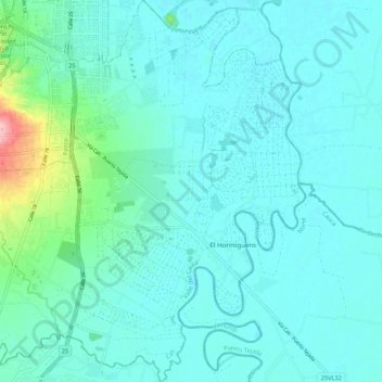 El Hormiguero topographic map, elevation, terrain