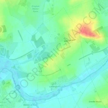 Luddington CP topographic map, elevation, terrain