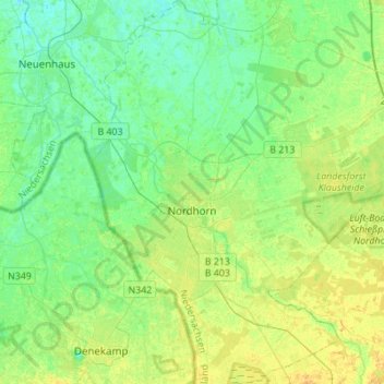 Nordhorn topographic map, elevation, terrain