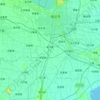 Sucheng District topographic map, elevation, terrain