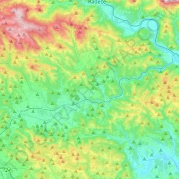 Mirna topographic map, elevation, terrain