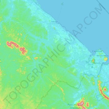 Kourou topographic map, elevation, terrain