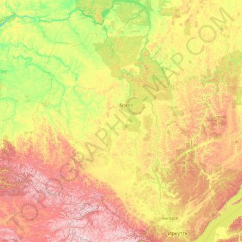 Angara River topographic map, elevation, terrain