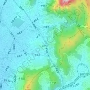 Seoul topographic map, elevation, terrain