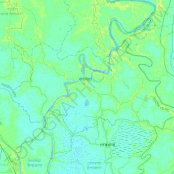 Kalia Upazila topographic map, elevation, terrain