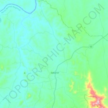 Dallarnil topographic map, elevation, terrain