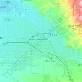 Boise topographic map, elevation, terrain