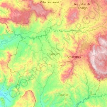 Amatepec topographic map, elevation, terrain
