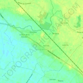 Longueville topographic map, elevation, terrain